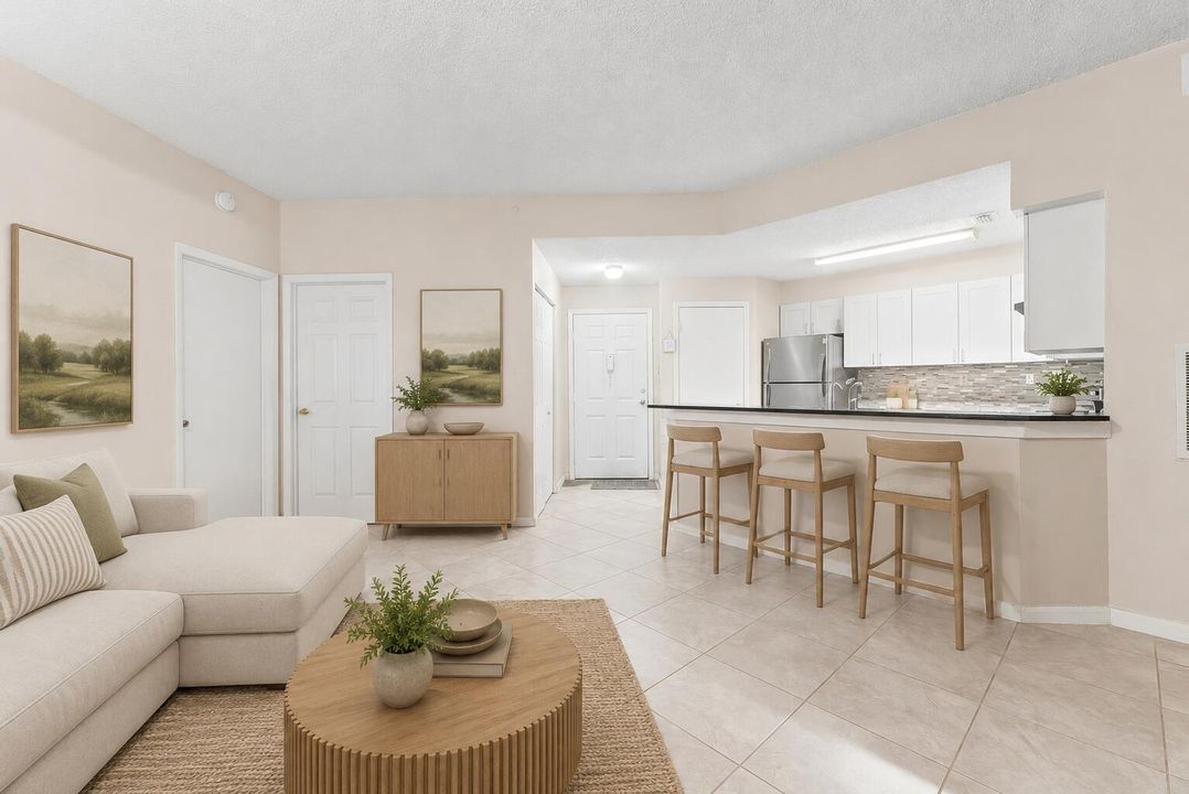 Virtually Staged Kitchen & Living Room