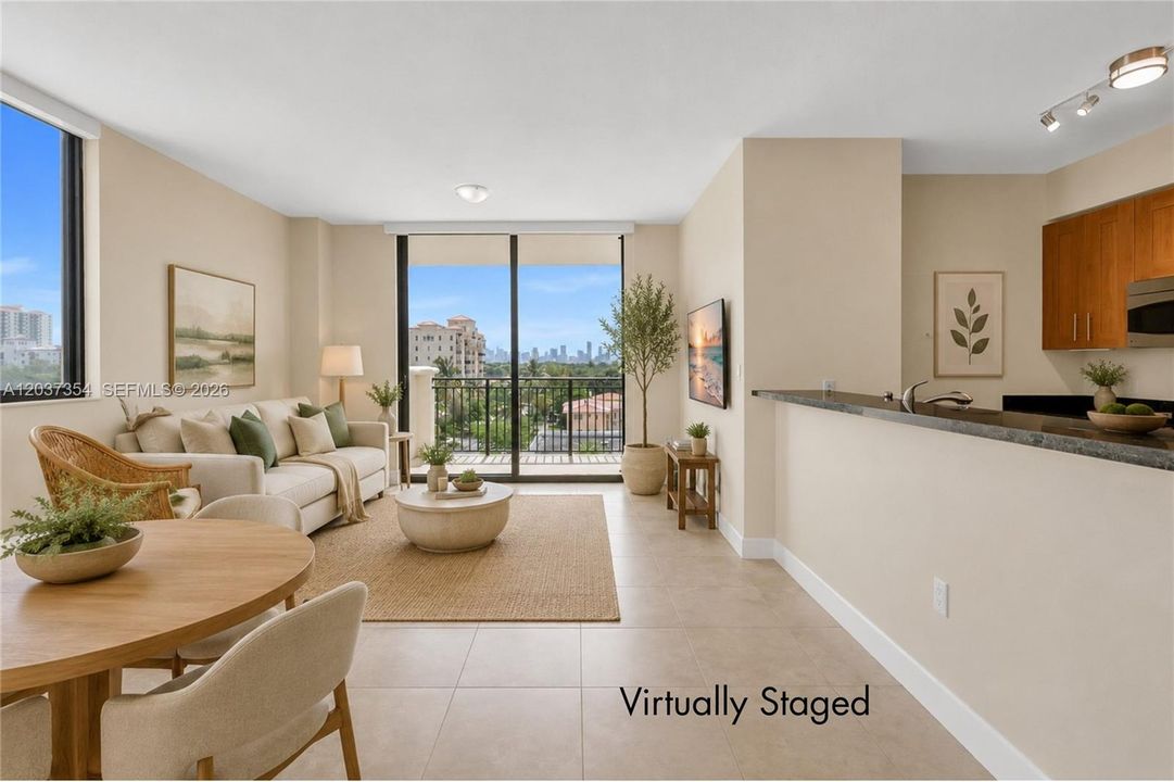 Virtually staged Living and dining