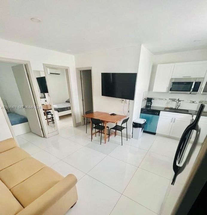 living room with kitchen