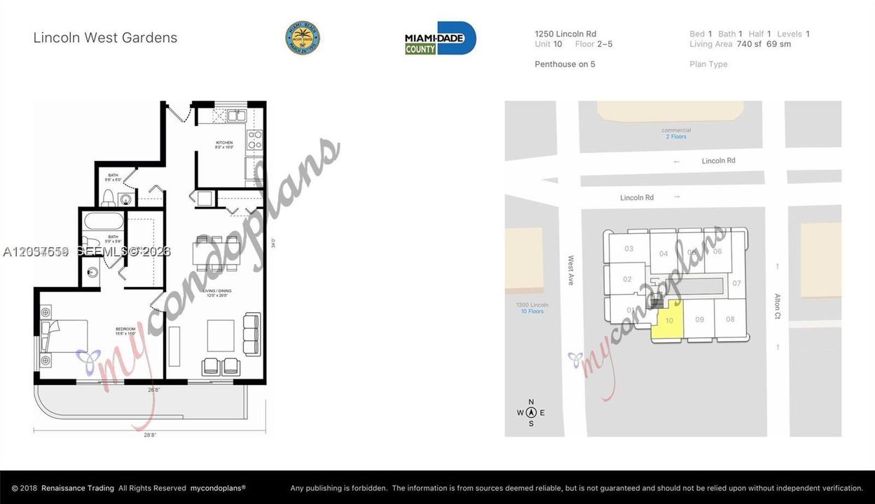 В аренду: $2,400 (1 спален, 1 ванн, 740 Квадратных фут)