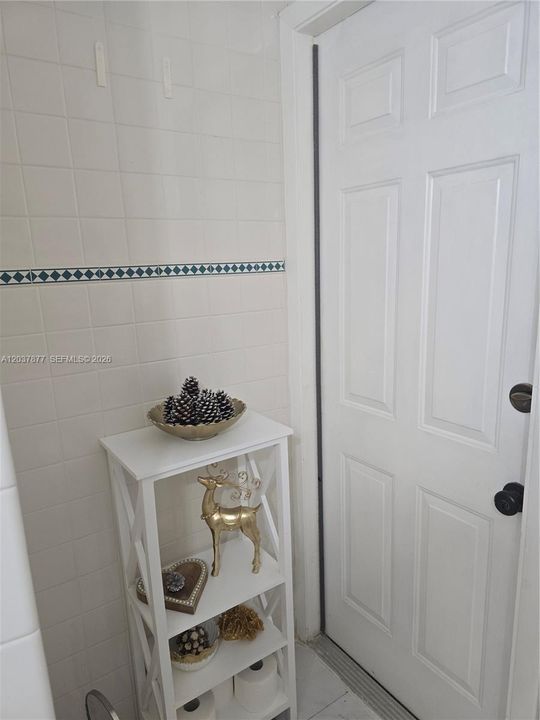 This door in the 2nd bathroom leads outside if you decide to install a pool.