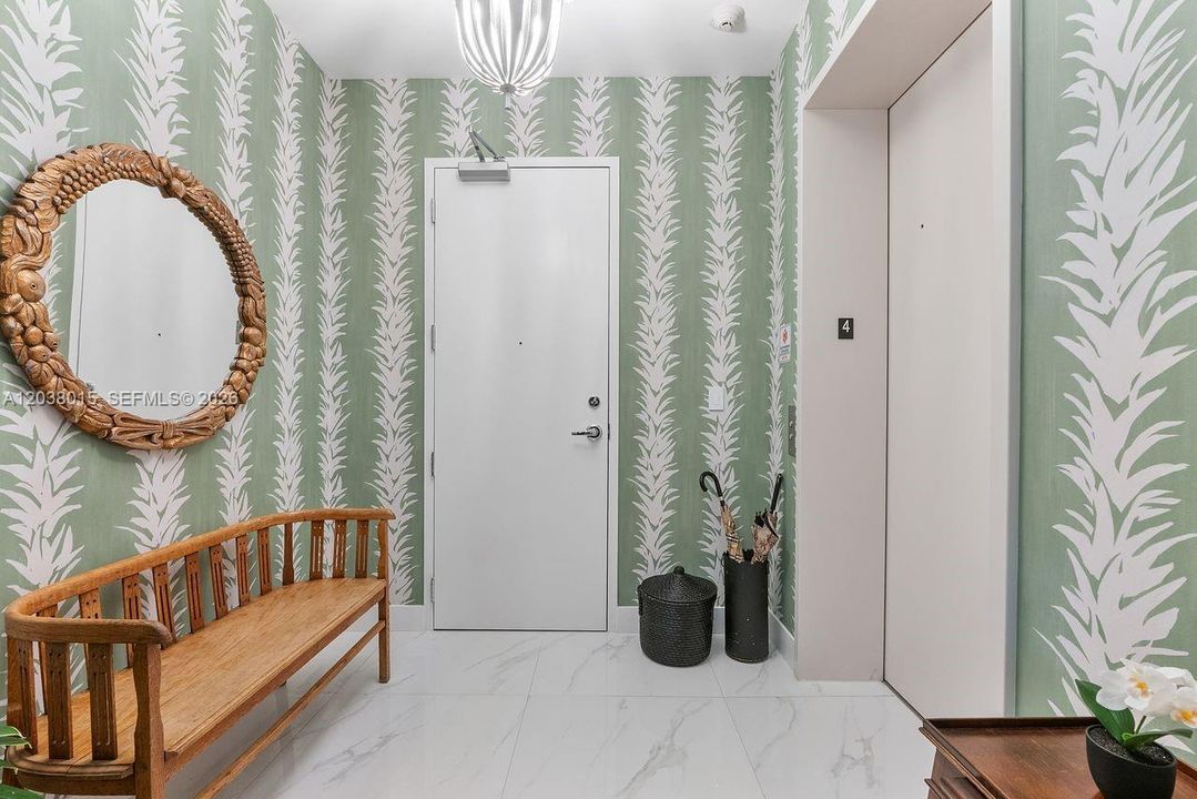 Private Elevator Opens to an Exclusive Foyer Entrance
