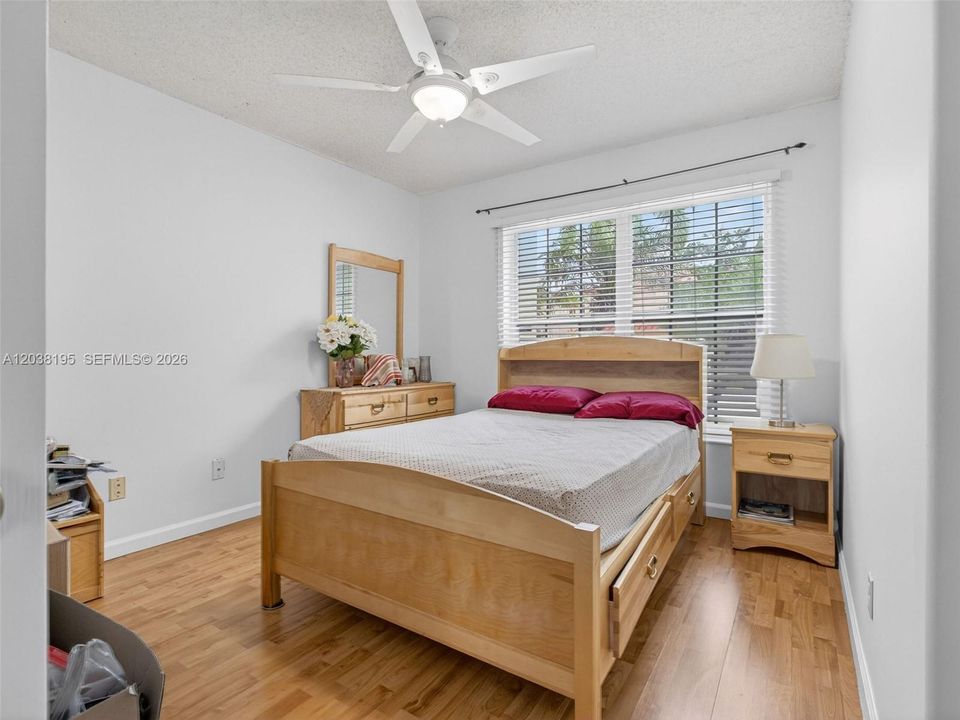 One bedroom downstairs, perfect for guests.