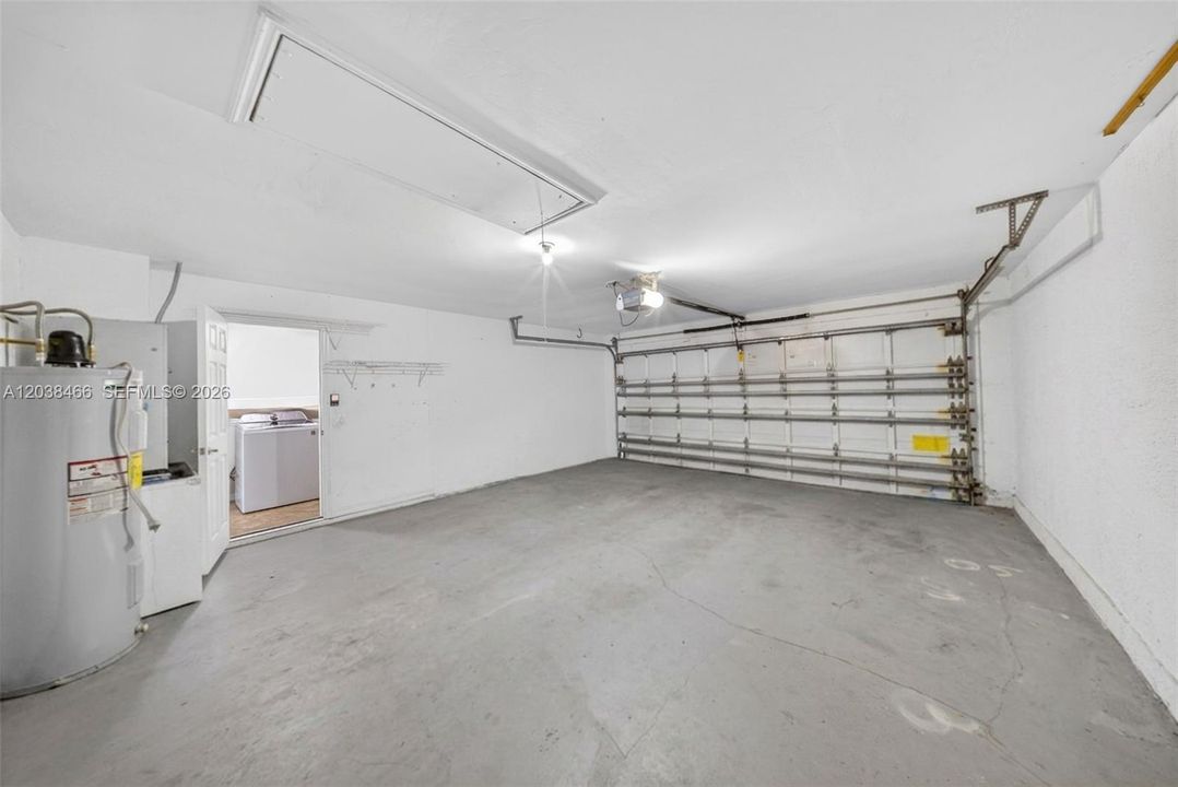Garage image virtually decluttered for visualization of space