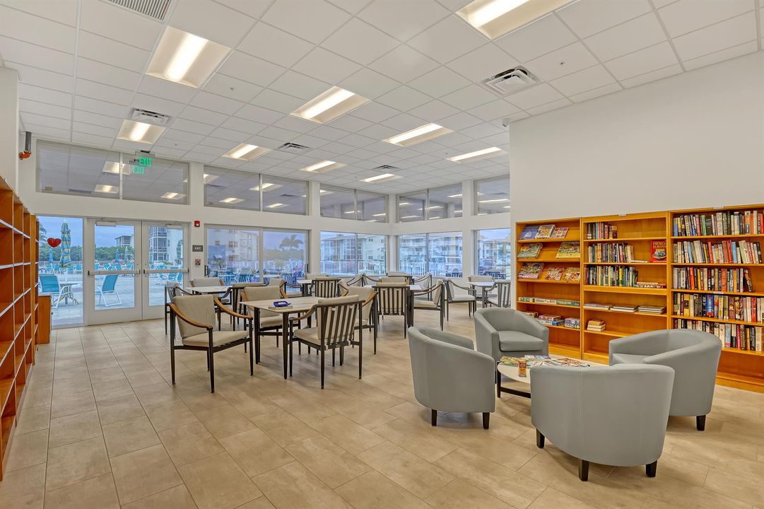 Library leading to the pool