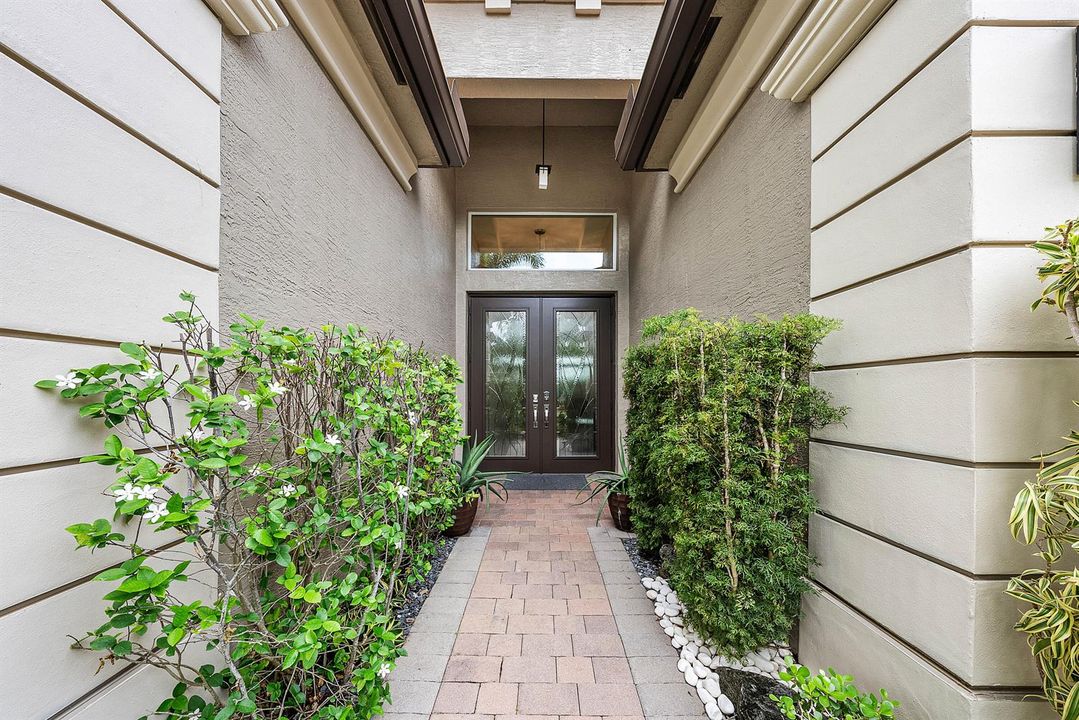 Entryway With Leaded Glass Double Doors