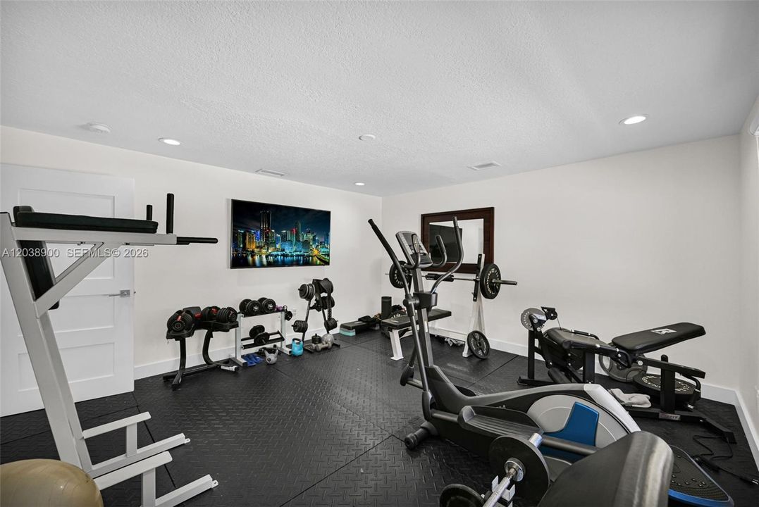 Bedroom Set Up as Exercise Room