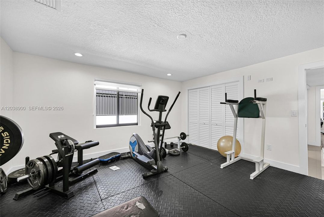 Bedroom Set Up as Exercise Room