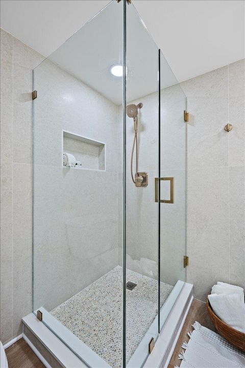 Shower Glass and Champagne Hardware