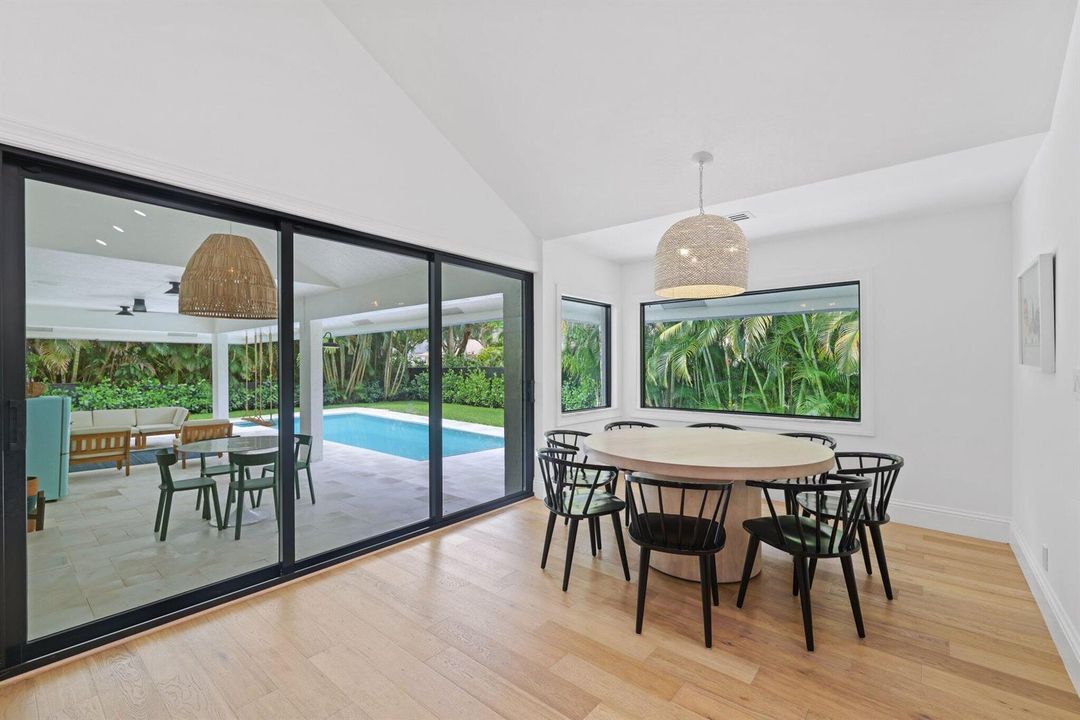 Kitchen table and view of pool area