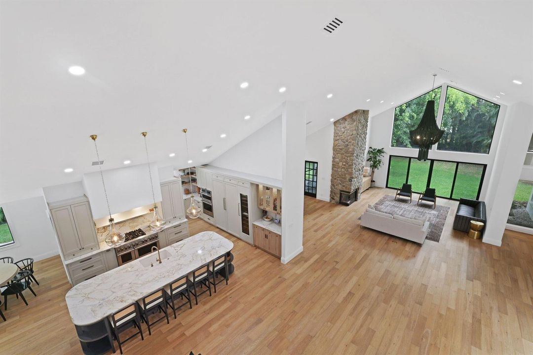 Aerial view of main living spaces