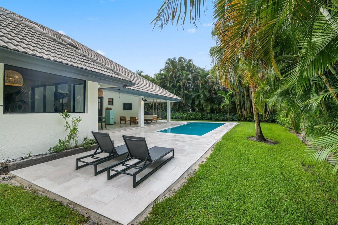Pool area and backyard