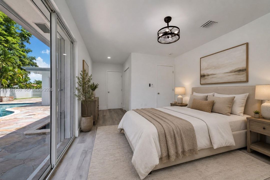 Poolside Guest Bedroom with Ensuite Bath (Virtually Staged)