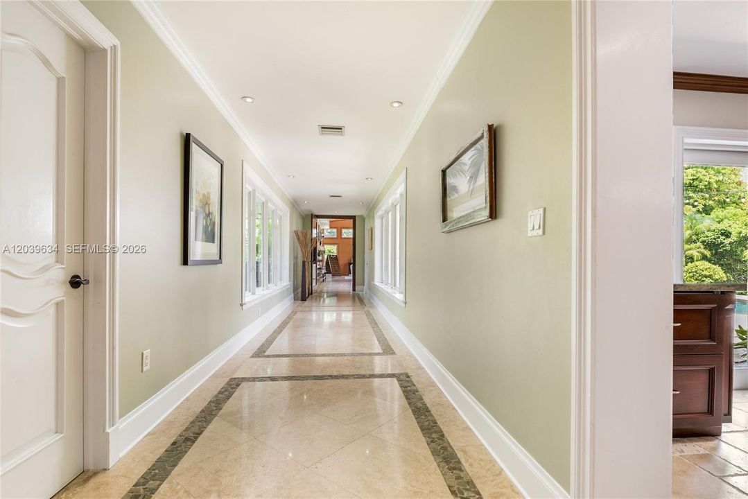 Long and bright gallery leading to Rec Room