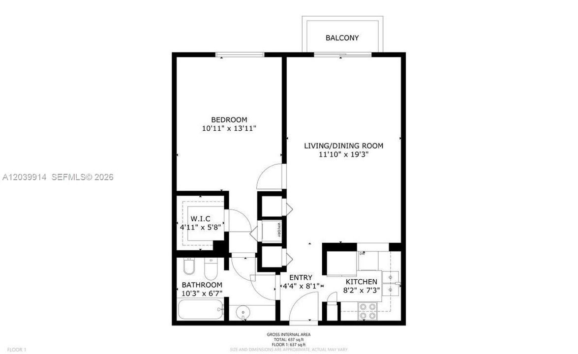 В аренду: $1,950 (1 спален, 1 ванн, 684 Квадратных фут)