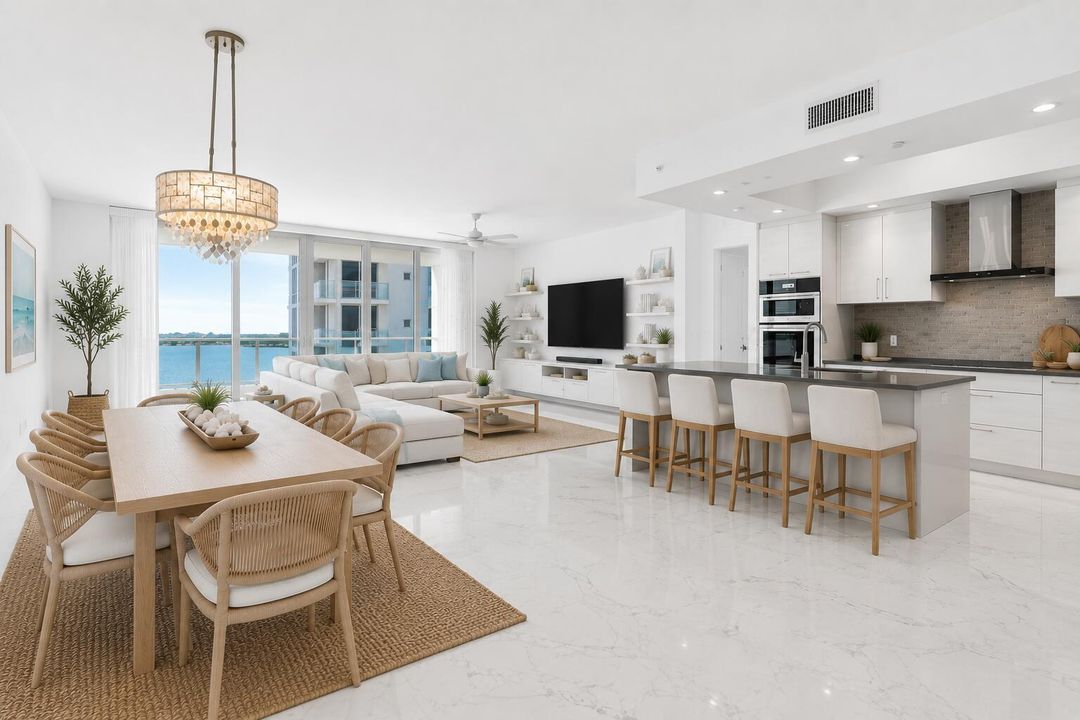 Virtually staged dining/living