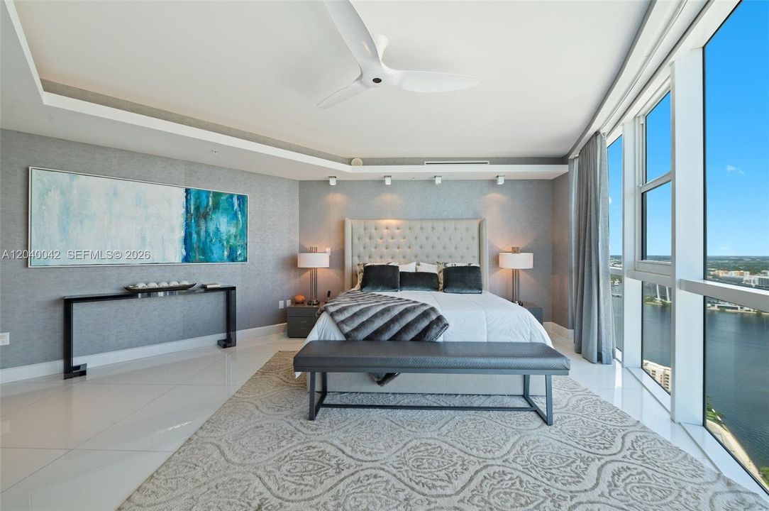 Floor-to-ceiling windows framing endless Atlantic vistas.
