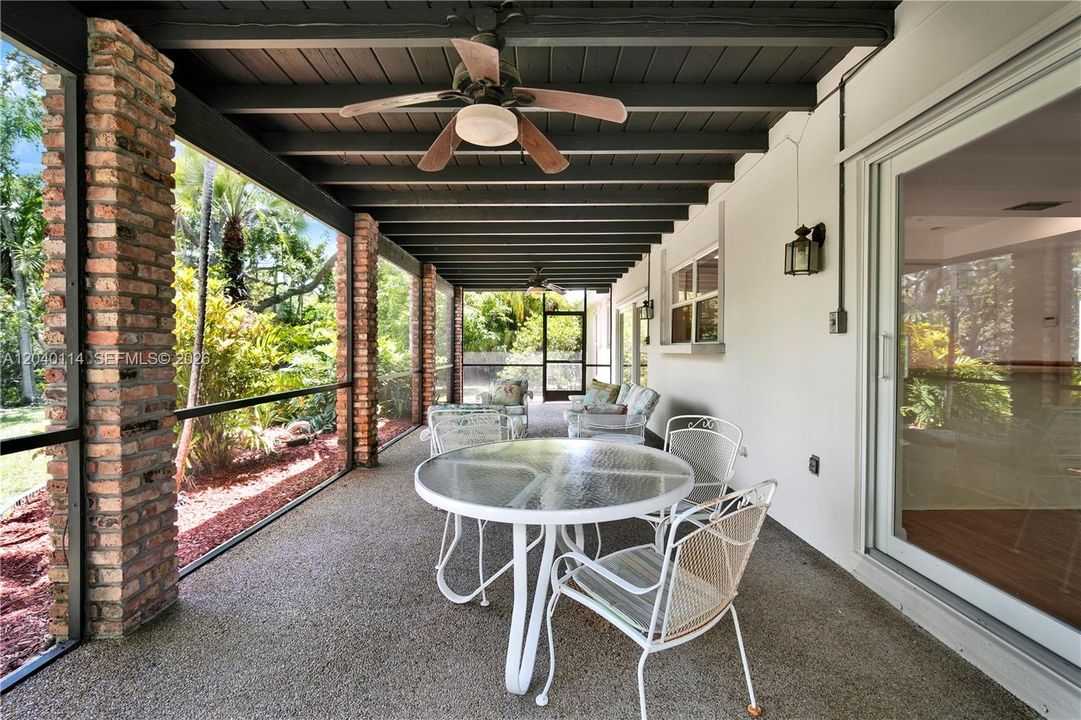 Access to patio from living room and family room