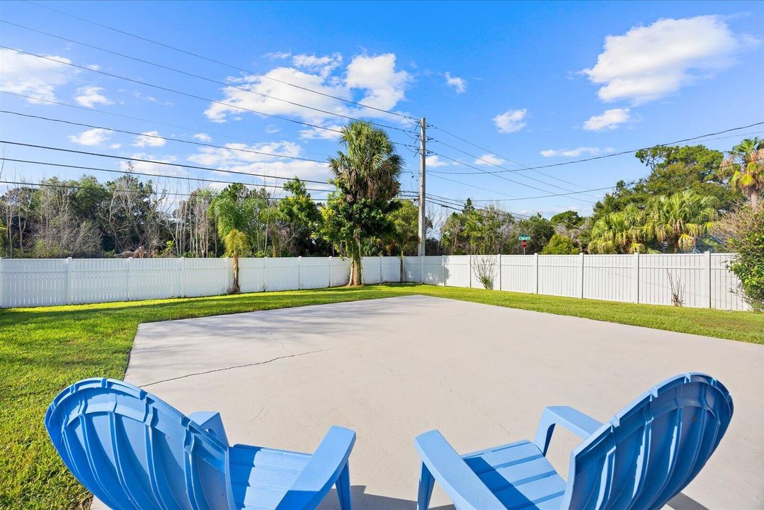 Fenced backyard