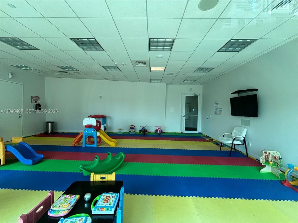 View to the indoor playground from outside