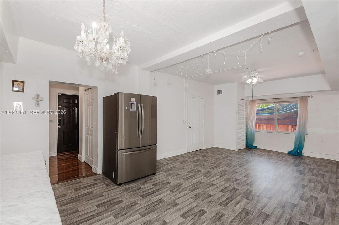 Living room and dining area