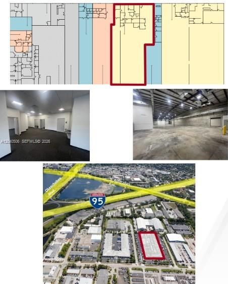 Warehouse Floor Plan and interior/flyover photos