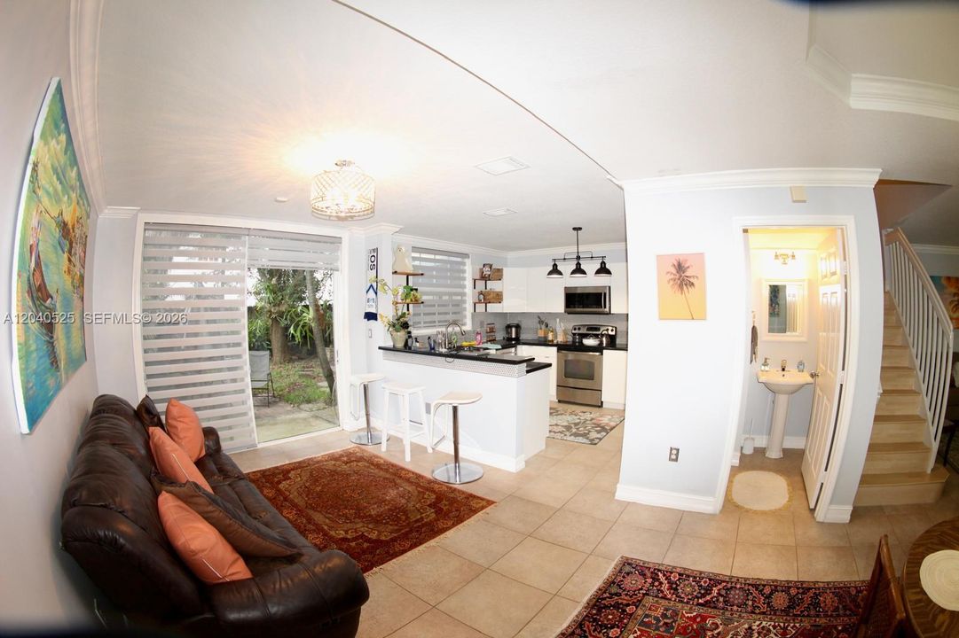 Living room and Half bath