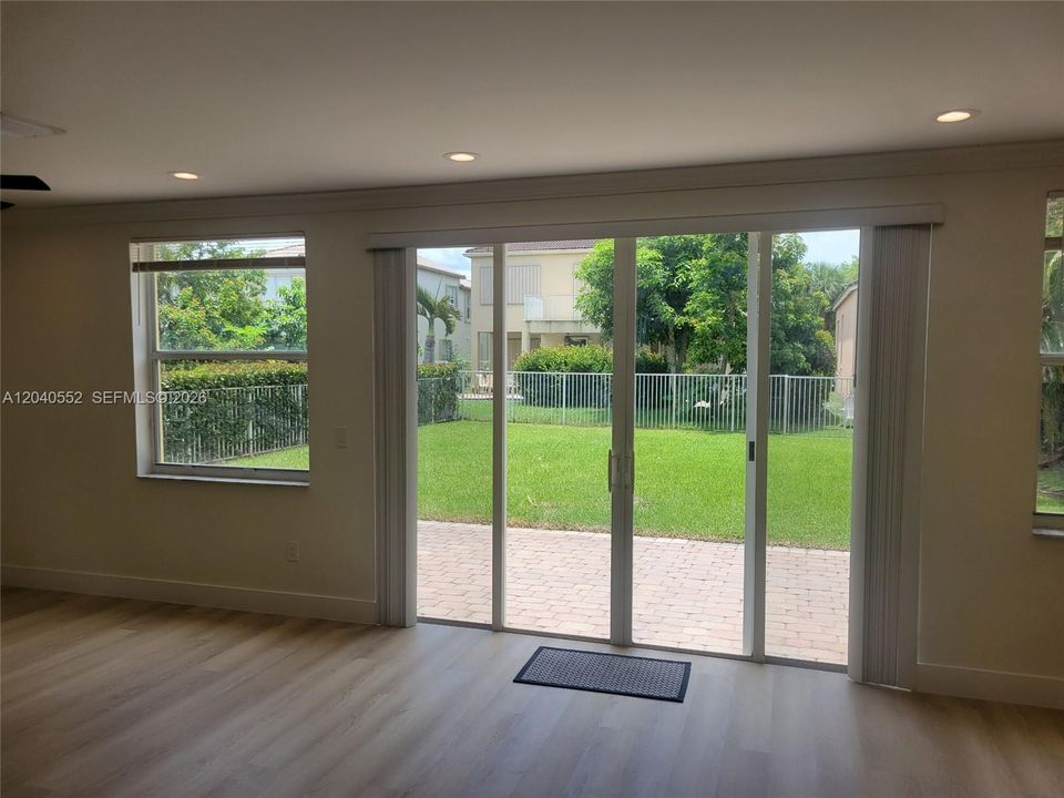 View from the Kitchen into Backyard