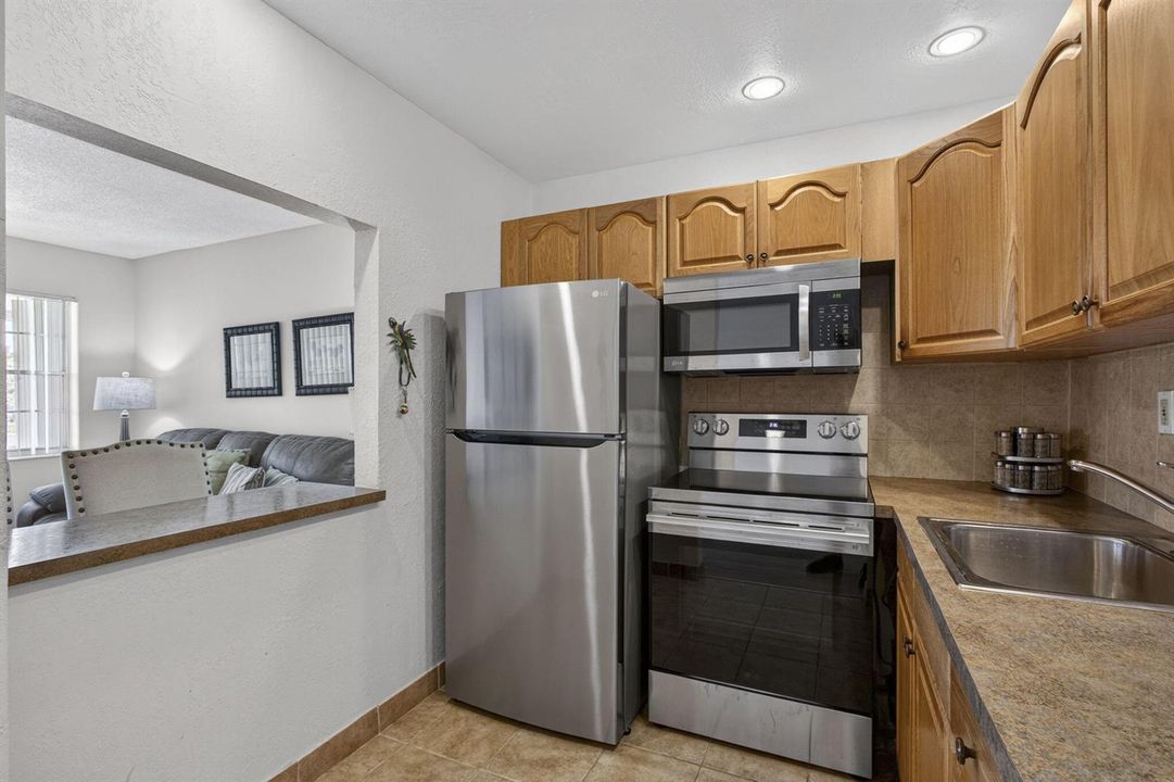 Opening through kitchen to living area,