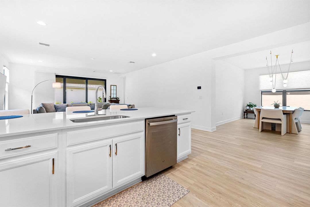 Kitchen, living and dining rooms
