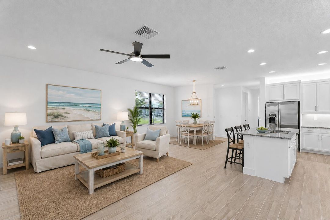 Living- Dining Virtually Staged