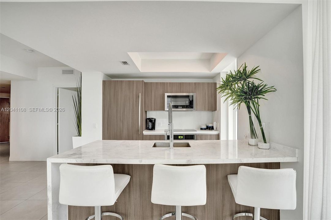 Breakfast bar with stools