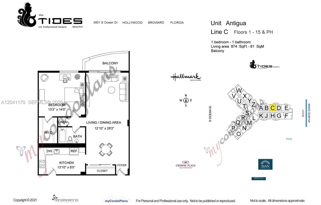 For Sale: $419,000 (1 beds, 1 baths, 874 Square Feet)