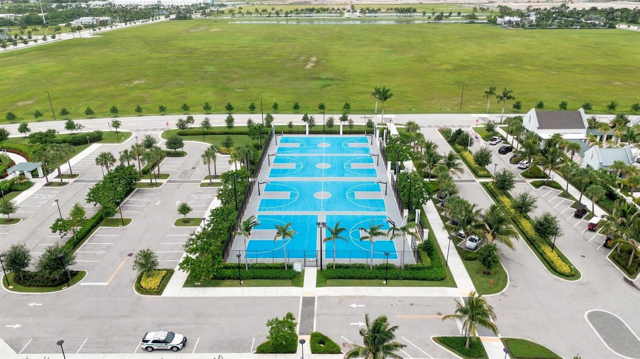 aerial of basketball courts