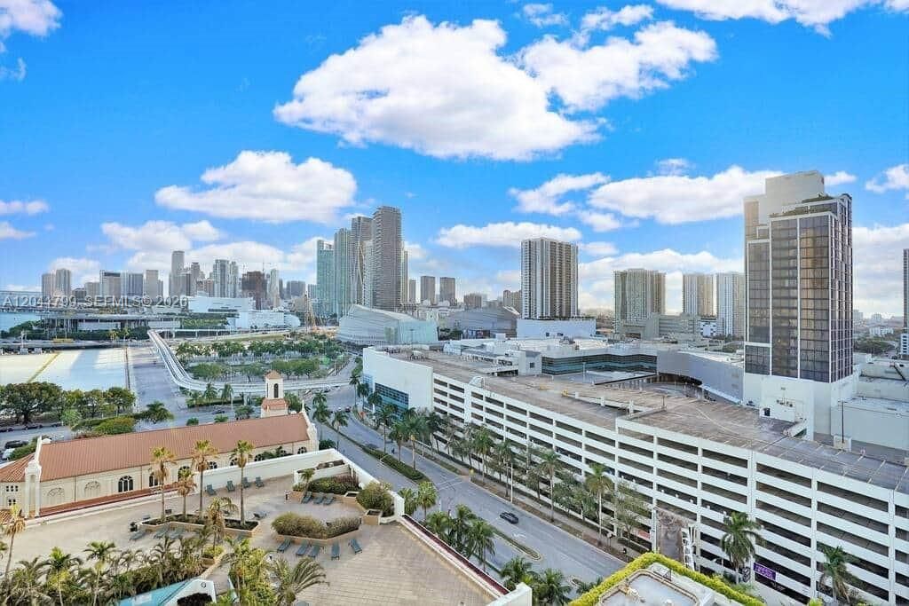 Downtown skyline from balcony