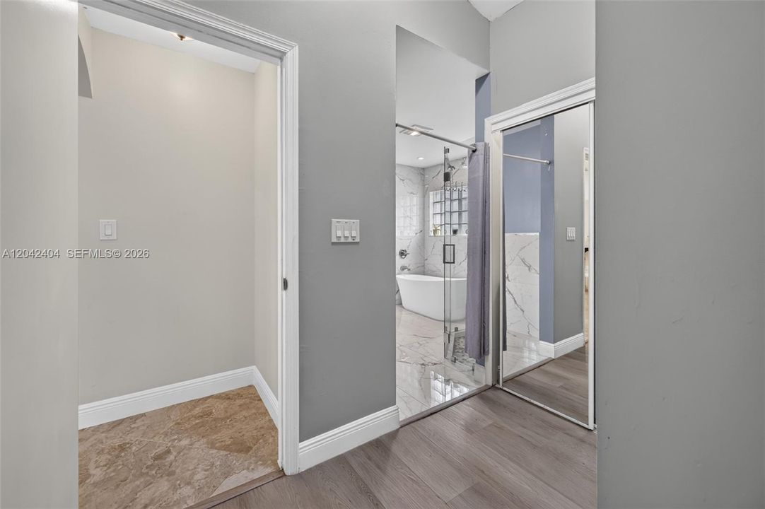 Walk-in primary closet.