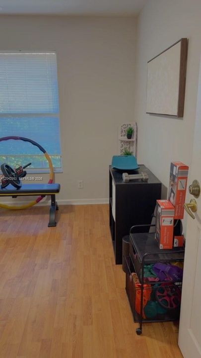 Bedroom being used as gym