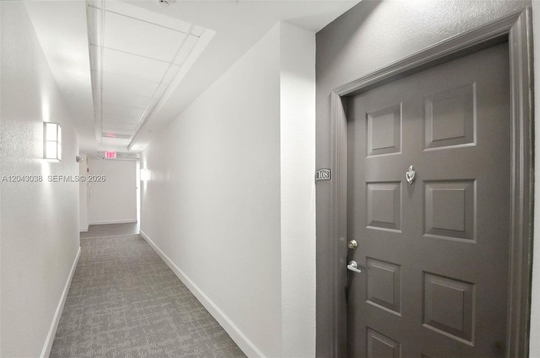 Unit door and hallway