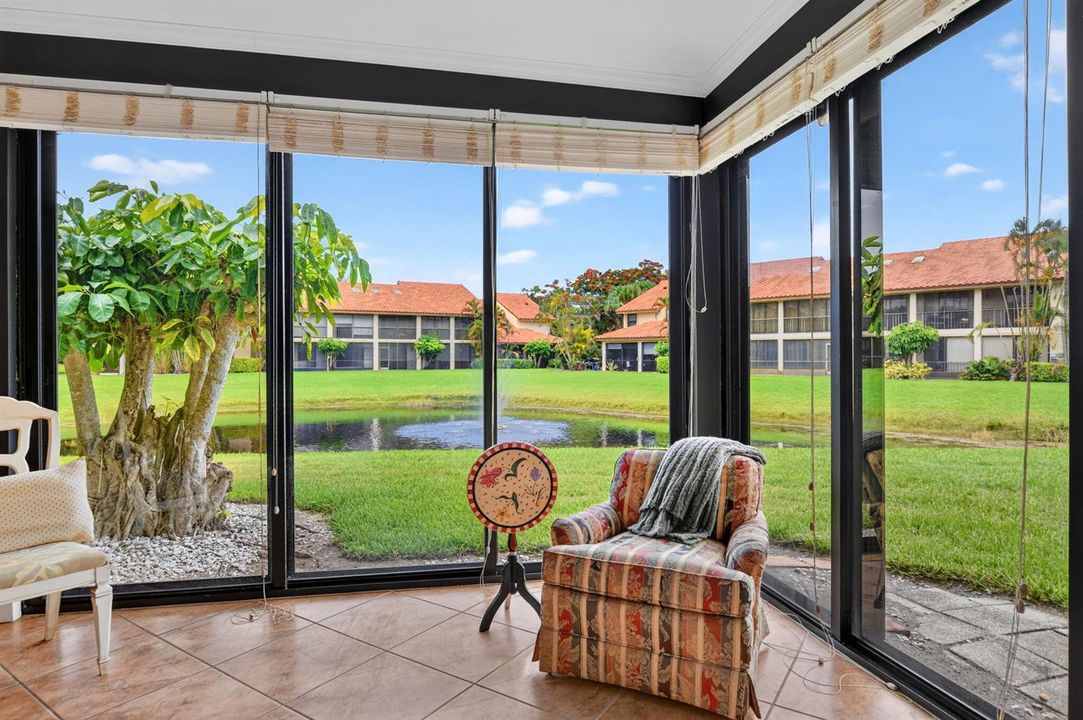 Enclosed patio and lake views