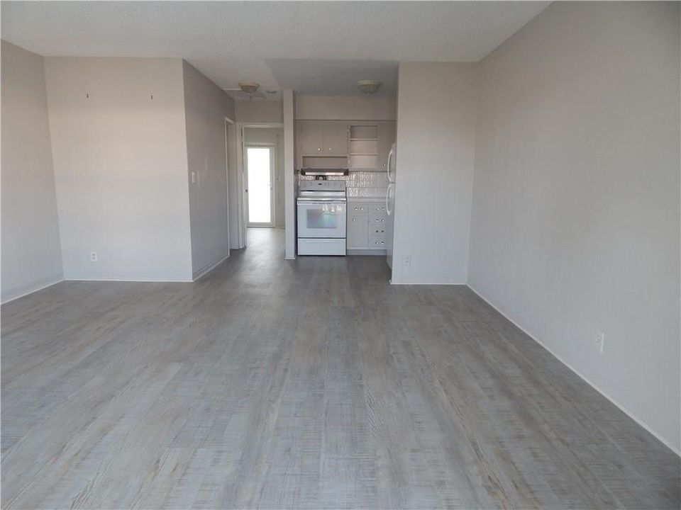 Open concept living room/ dining/kitchen