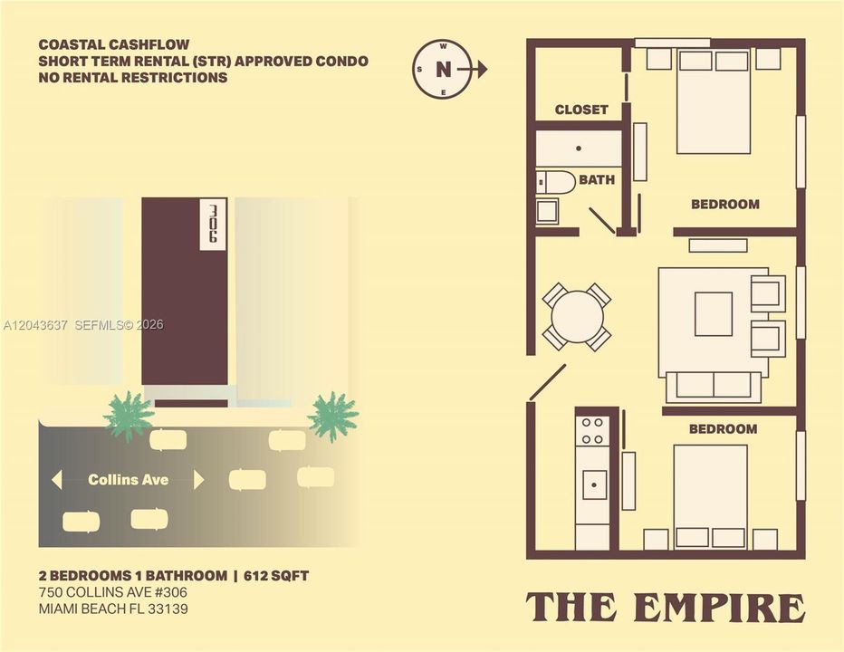 For Sale: $450,000 (2 beds, 1 baths, 612 Square Feet)