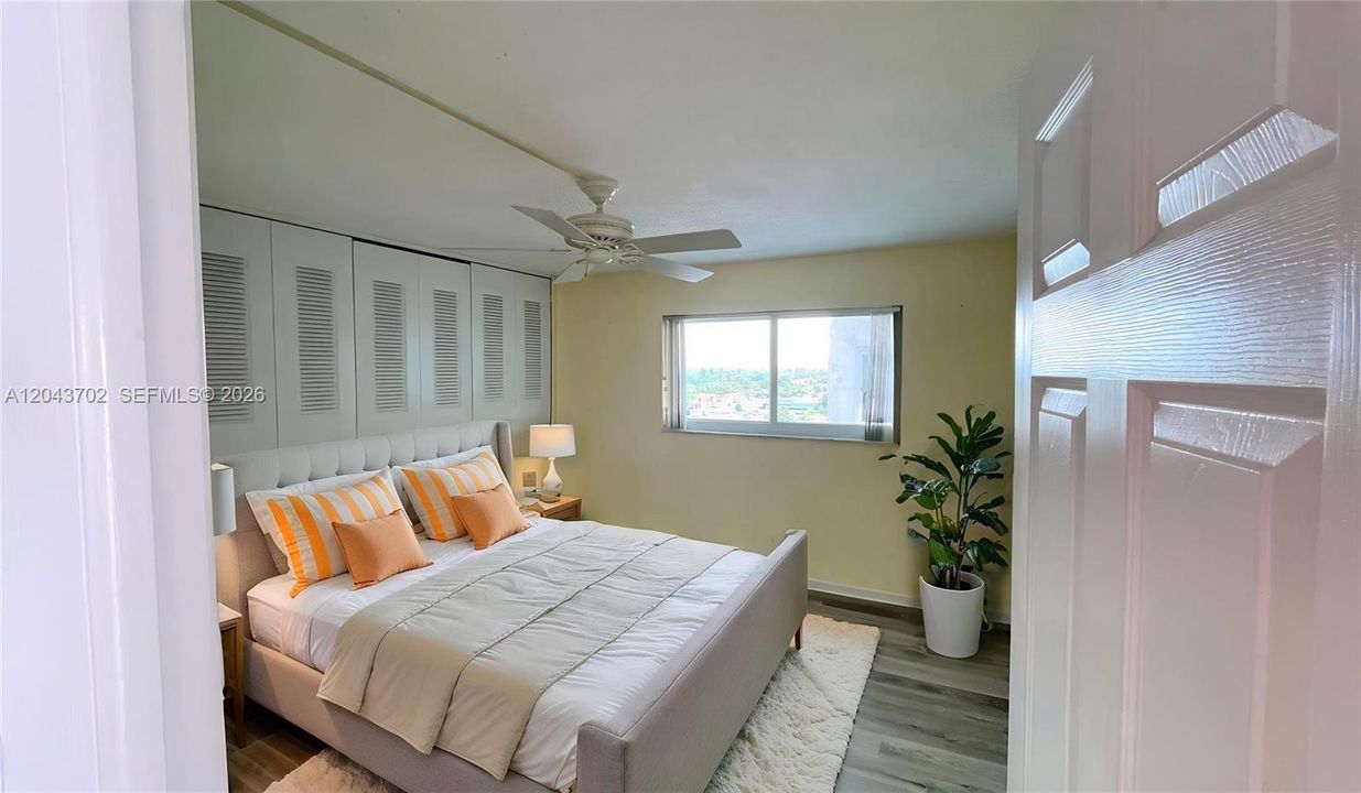Second bedroom. Enhanced photo. Virtually staged photo.