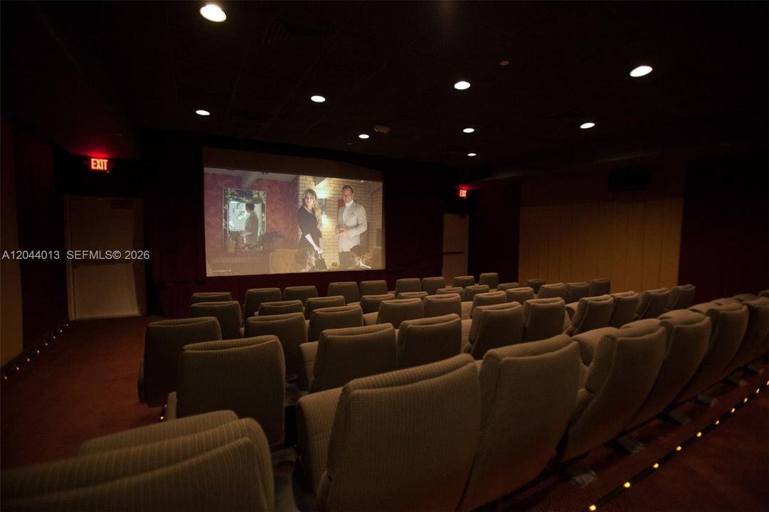 Movie Theater plays new & classic movies throughout the week. Sport events: Superbowl, World Series, World Cup, etc. Can be reserved.