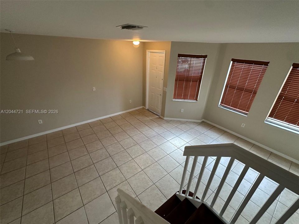 View of the main living area from the staircase