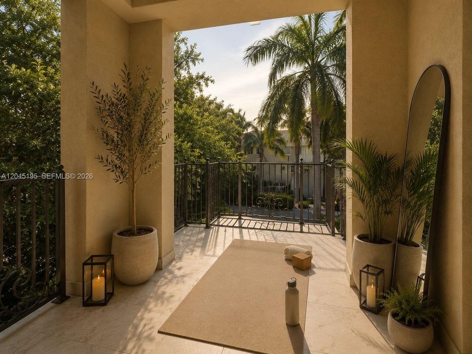 Balcony for two bedrooms, staged for your imagination!