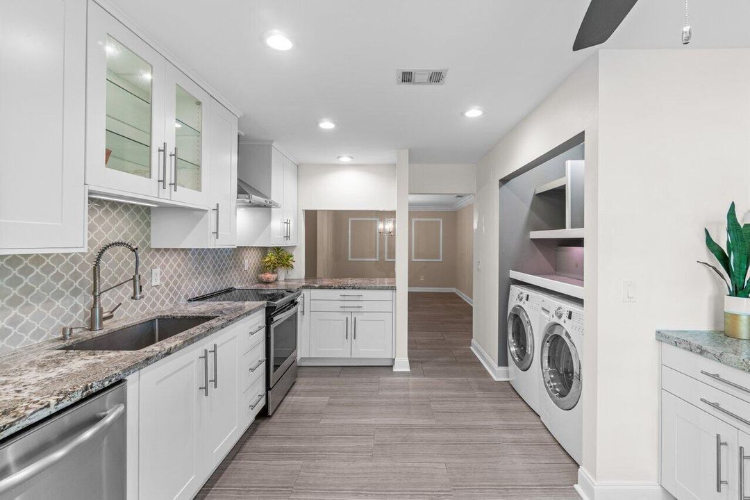 Convenient laundry center in kitchen
