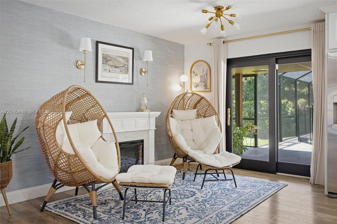 Electric fireplace not included in sale