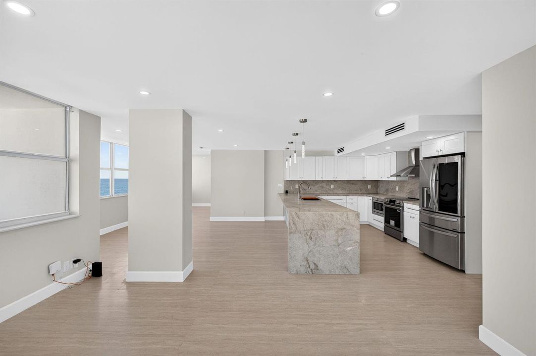 Living and dining areas