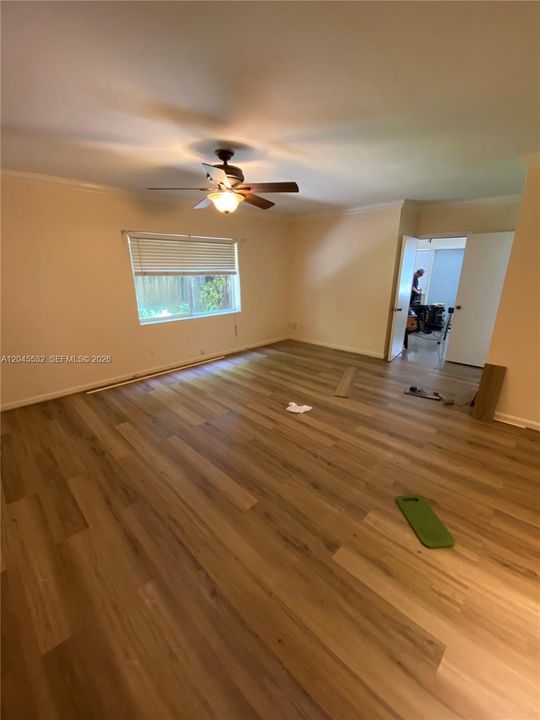 Living room: CURRENT FLOORS. Fully installed.