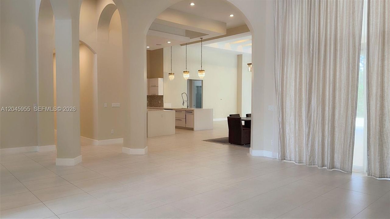 Looking into kitchen to family room